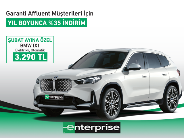 Enterprise‘da BMW IX1 Elektrikli Otomatik 2890 TL’den kiralama ayrıcalığı!