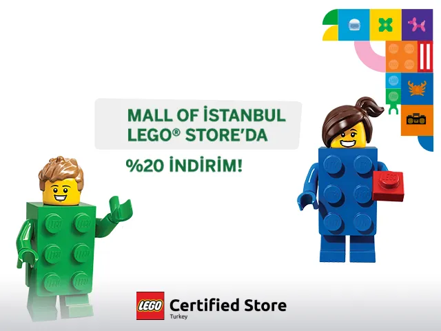 LEGO® Store Mall of İstanbul mağazasına özel tüm ürünlerde 2 ve üzeri ürün alımlarında %20 indirim!